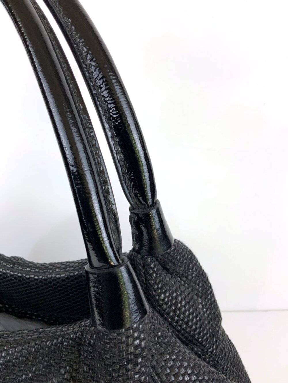 Kate Spade New York Black Quilted Woven Straw Satchel Hand Bag - Picture 4 of 16